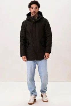Donkergroene parka met capuchon