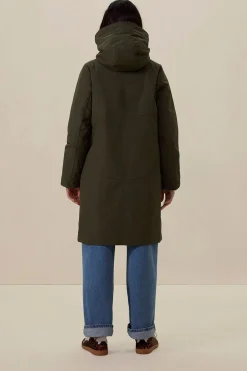 Donkergroene parka met uitneembare faux fur voering