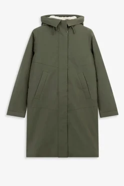 Donkergroene parka met uitneembare faux fur voering