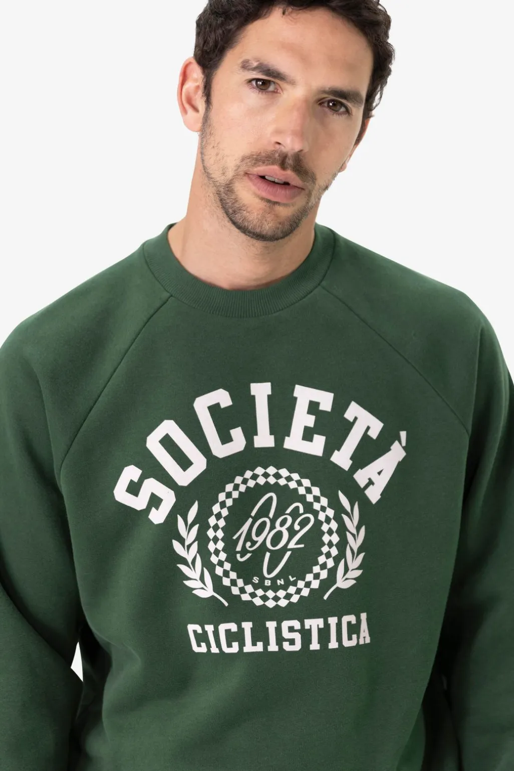 Donkergroene sweater met print