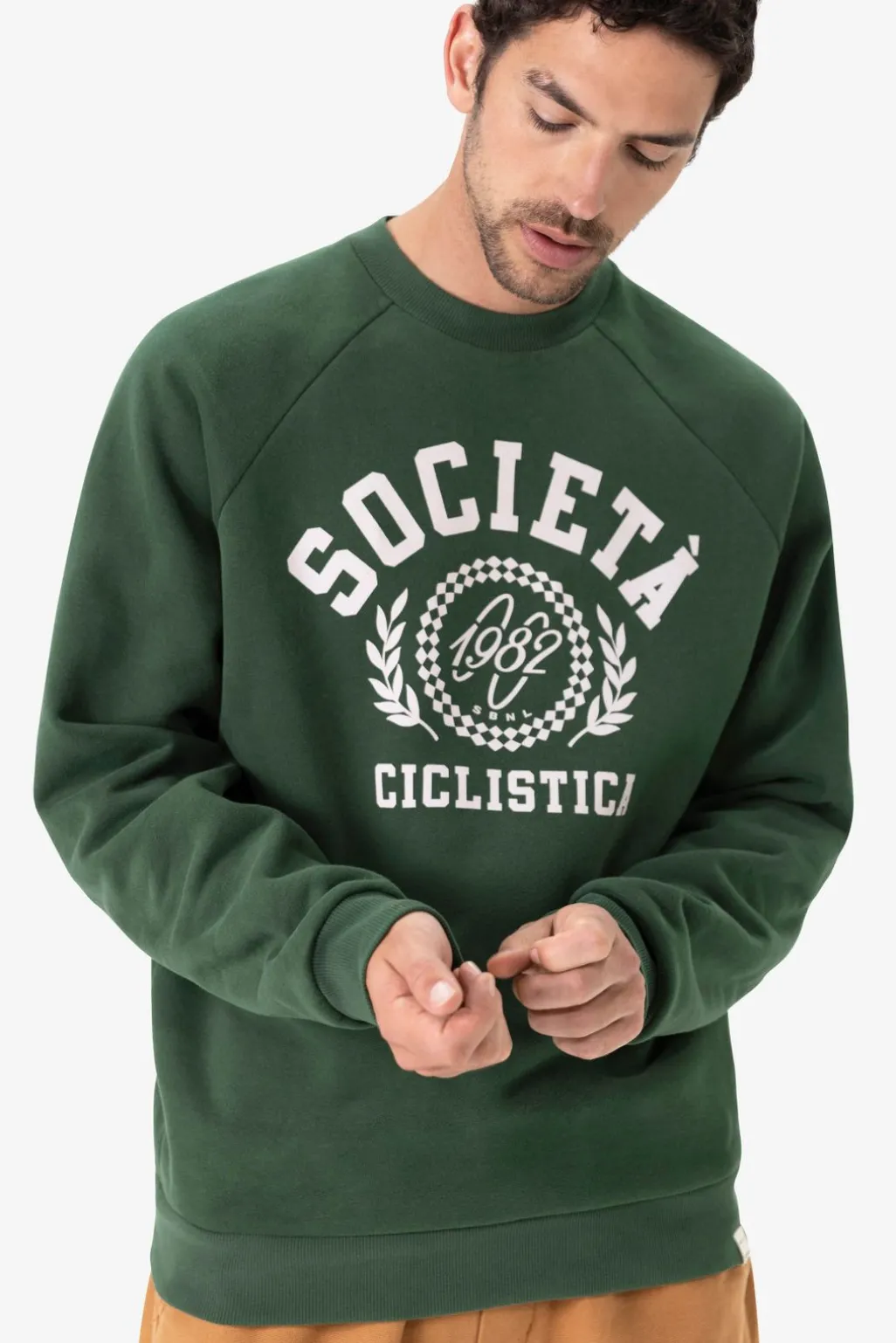 Donkergroene sweater met print