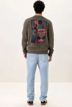 Donkergroene sweater met print