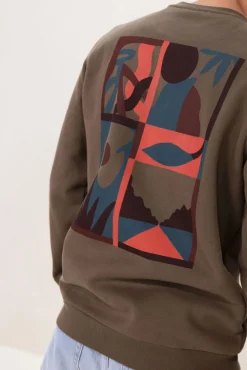 Donkergroene sweater met print