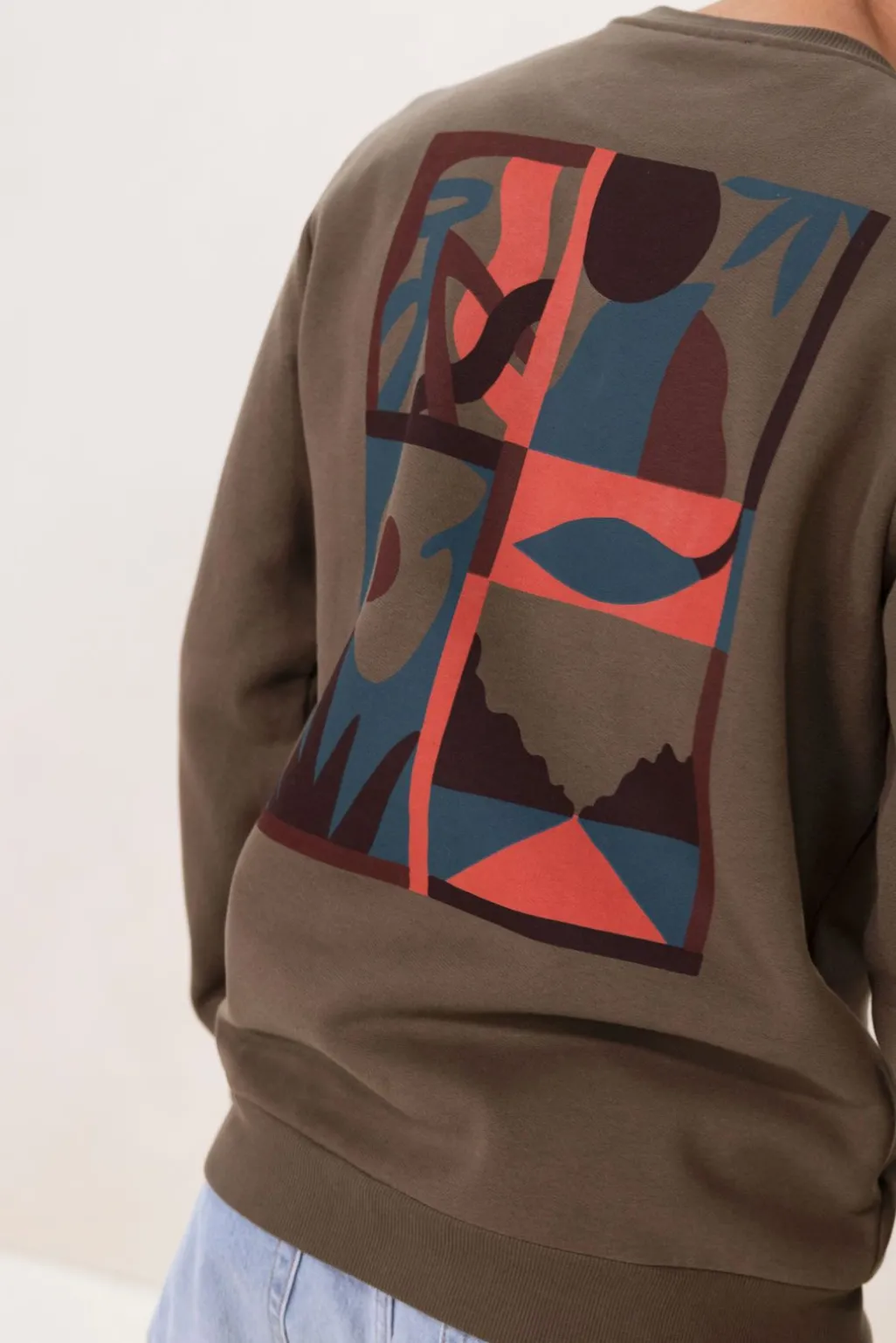 Donkergroene sweater met print