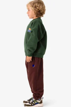 Donkergroene sweater met artwork