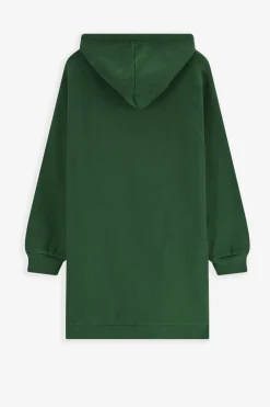 Donkergroene sweatjurk met artwork
