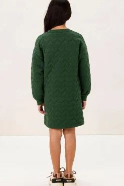 Donkergroene sweatjurk met hartjes
