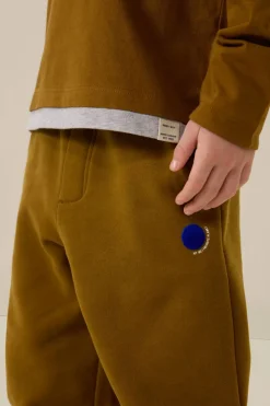 Donkergroene sweatpants met embroidery