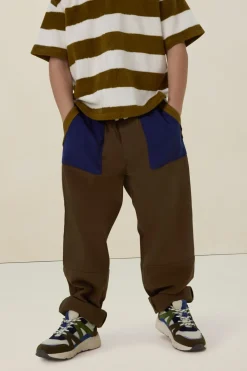 Donkergroene twill cargo broek
