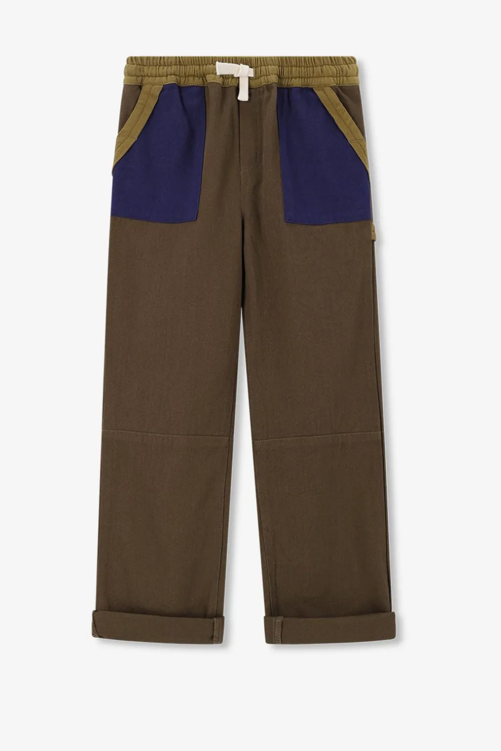 Donkergroene twill cargo broek