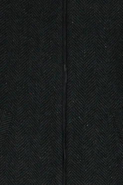 Donkergroene wollen jas met herringbone