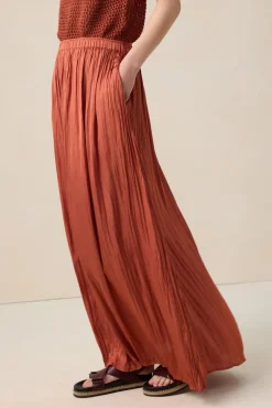 Donkeroranje geplooide maxi rok