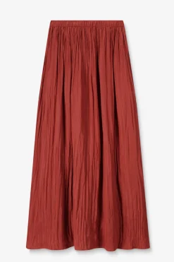 Donkeroranje geplooide maxi rok