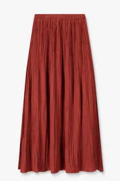 Donkeroranje geplooide maxi rok