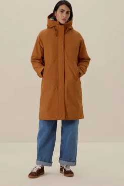 Donkeroranje parka met uitneembare faux fur voering