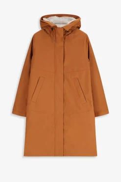 Donkeroranje parka met uitneembare faux fur voering