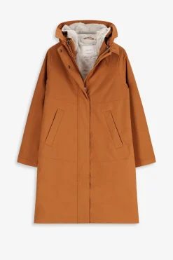 Donkeroranje parka met uitneembare faux fur voering