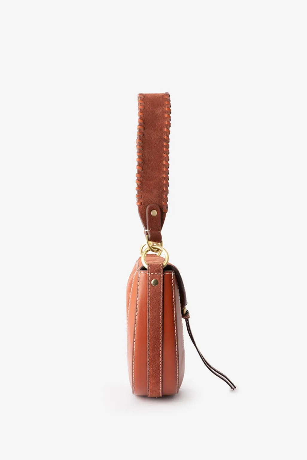 Donkeroranje suède en leren crossbody tas