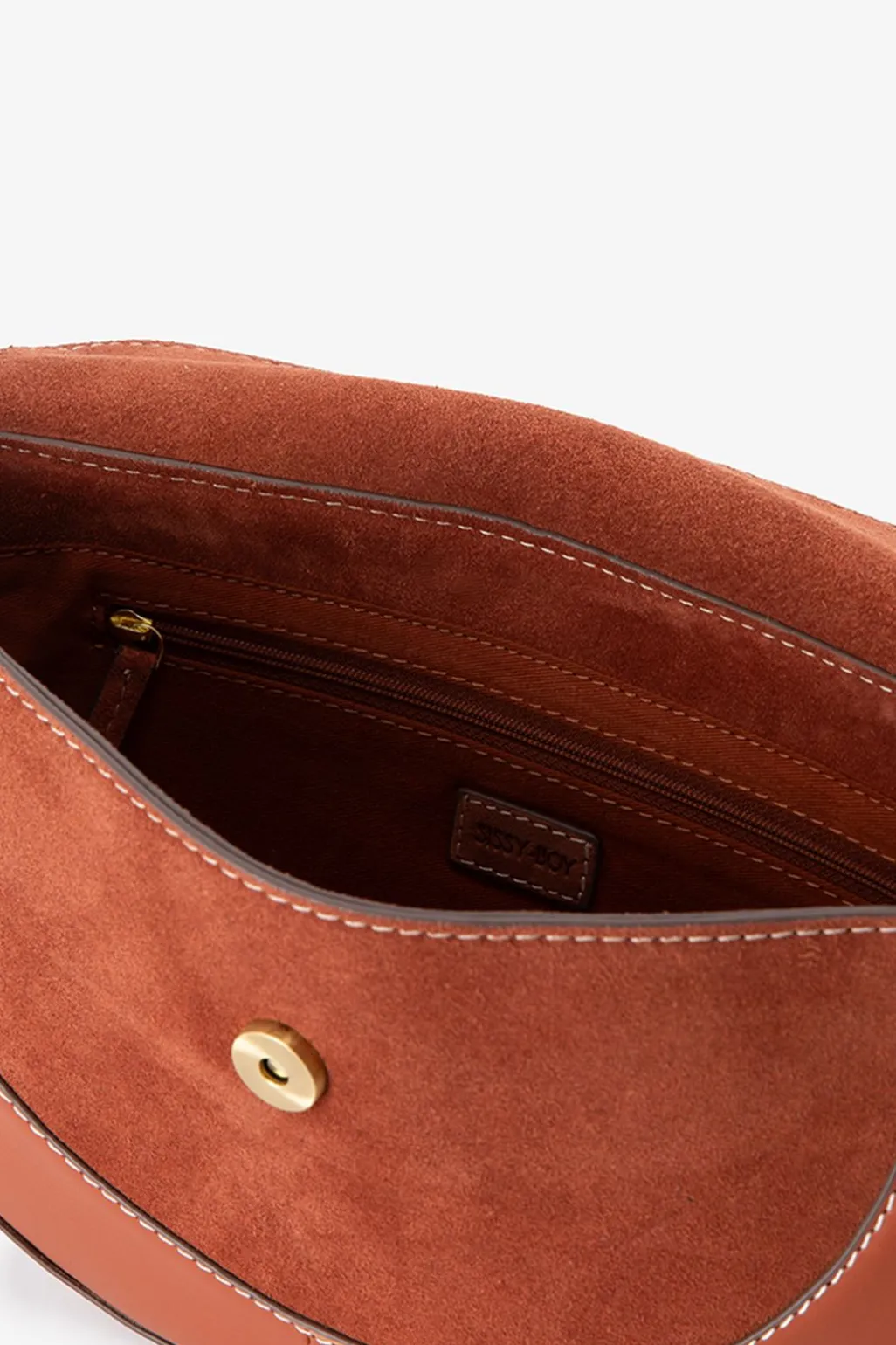 Donkeroranje suède en leren crossbody tas
