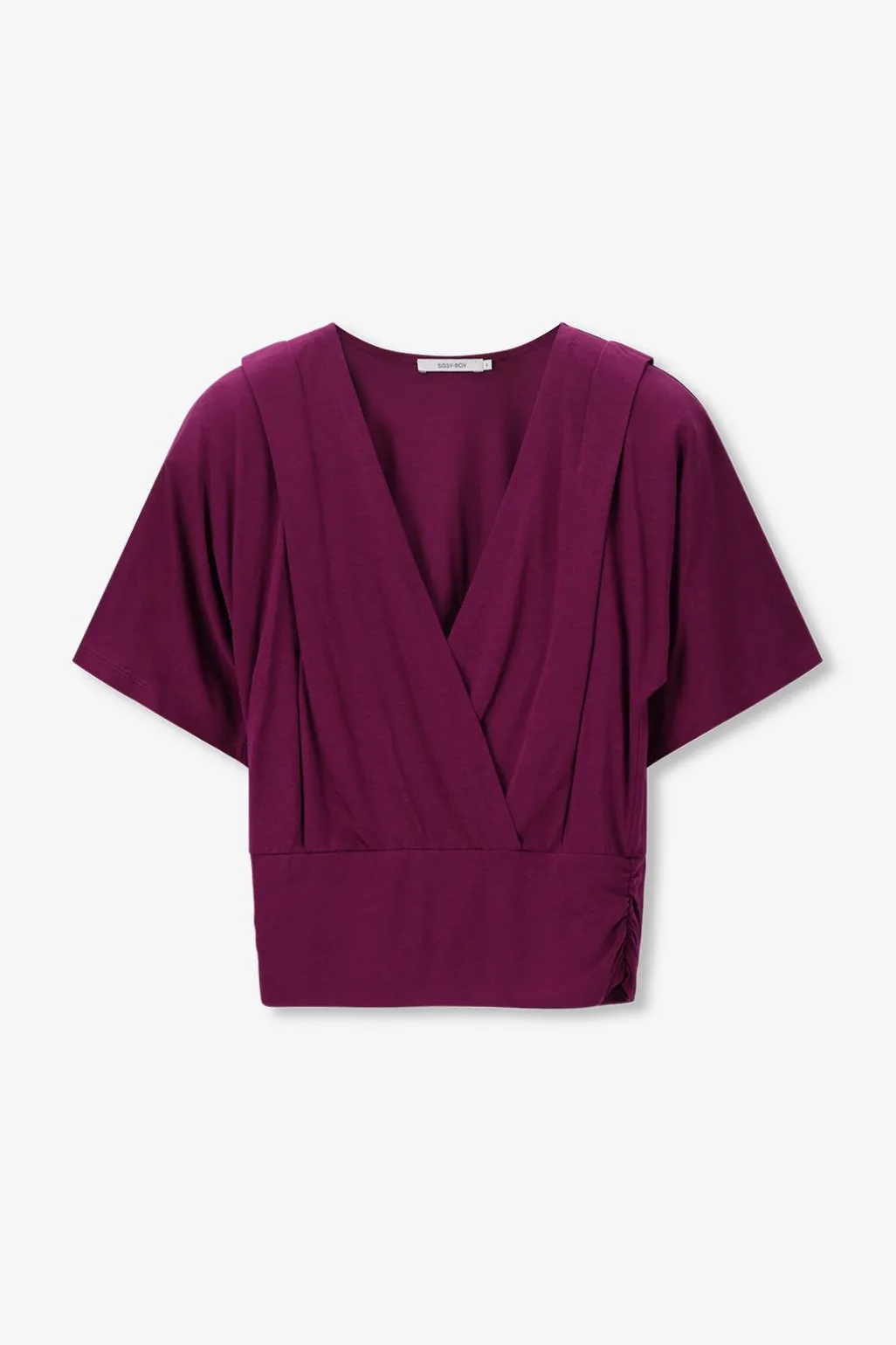 Donkerpaars T-shirt met overlapping