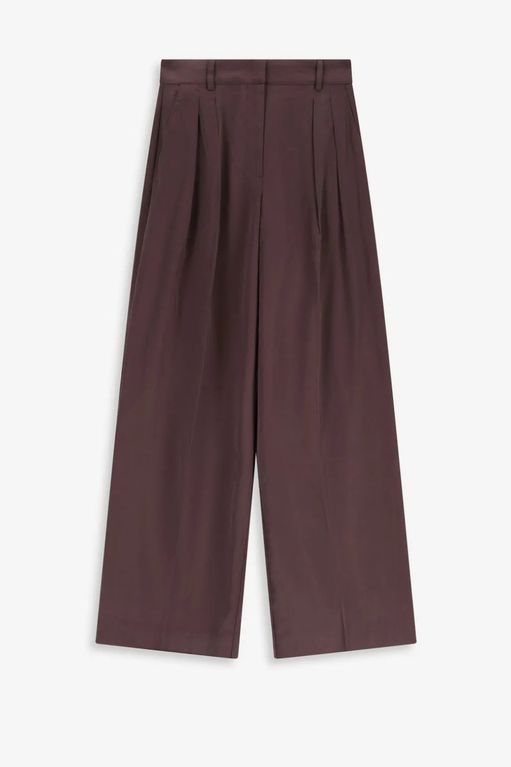 Donkerpaarse high waist wide leg broek