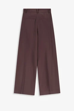 Donkerpaarse high waist wide leg broek