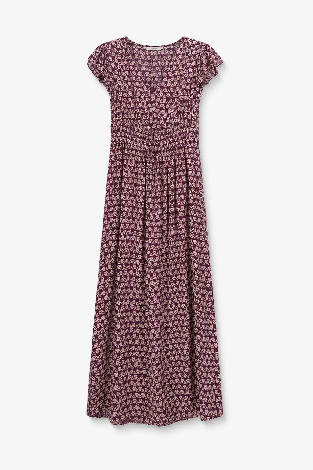 Donkerpaarse maxi jurk met ruffles