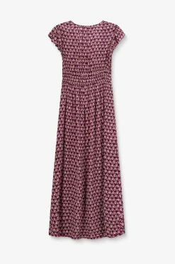 Donkerpaarse maxi jurk met ruffles