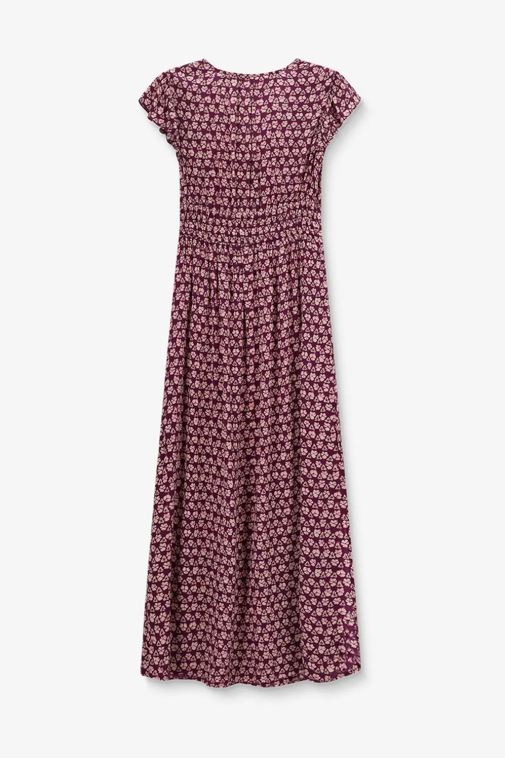 Donkerpaarse maxi jurk met ruffles