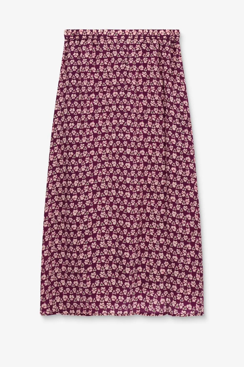 Donkerpaarse midi rok met print