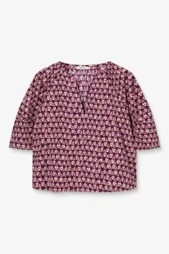 Donkerpaarse top met print