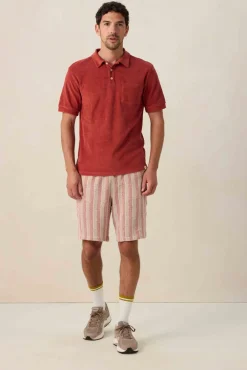 Donkerrode badstof polo