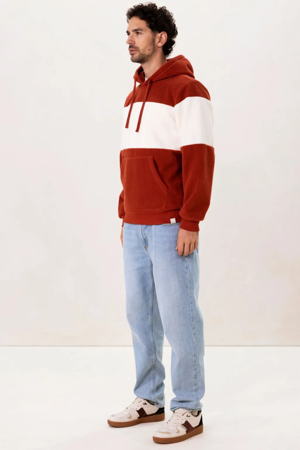 Donkerrode colourblock hoodie