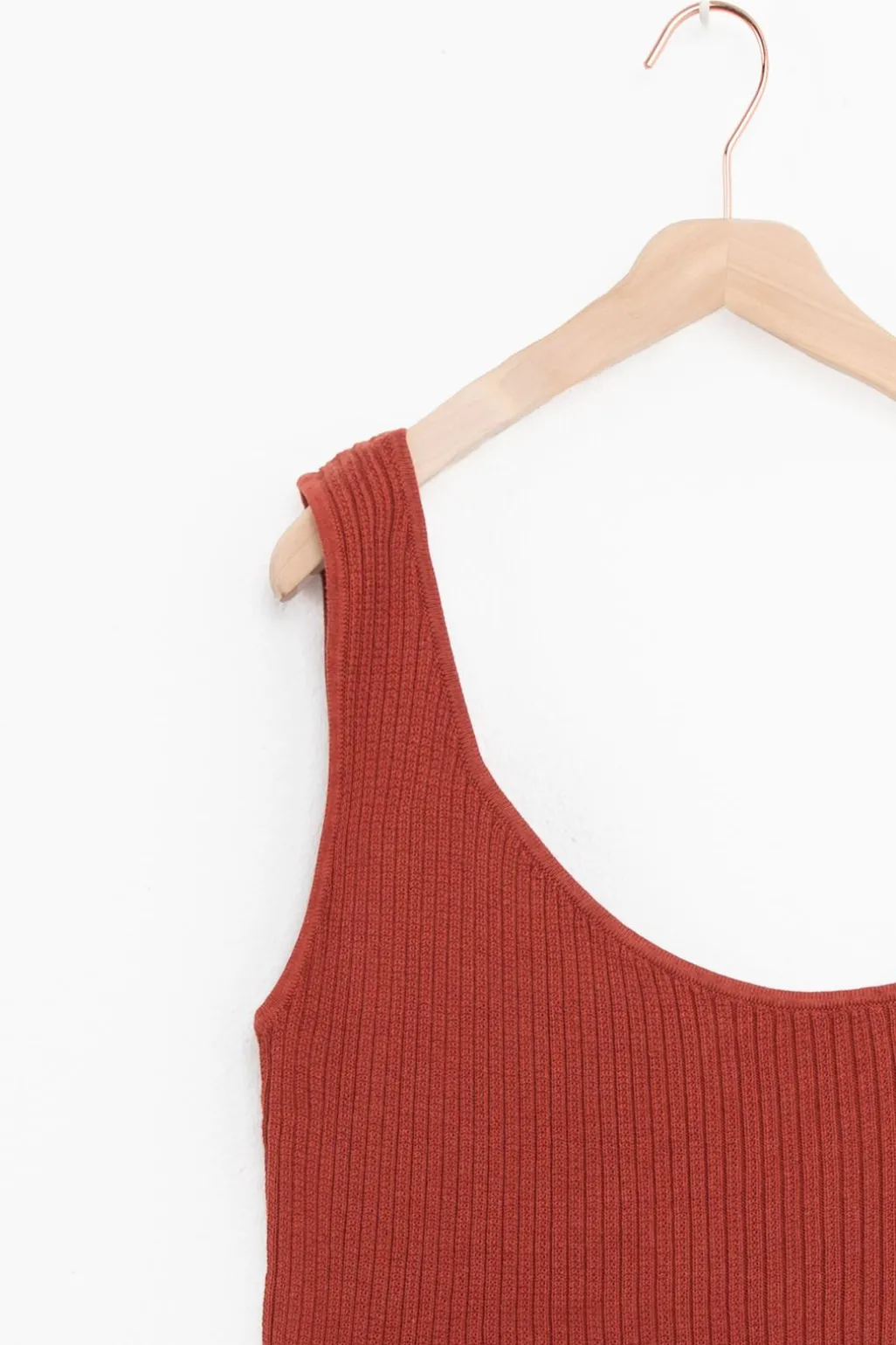Donkerrode gebreide one shoulder top