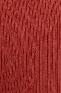 Donkerrode gebreide one shoulder top