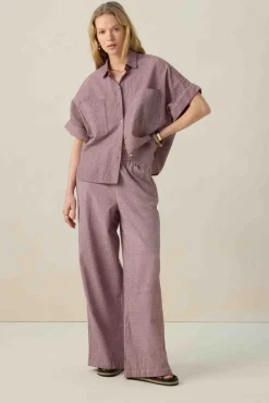 Donkerrode gestreepte blouse