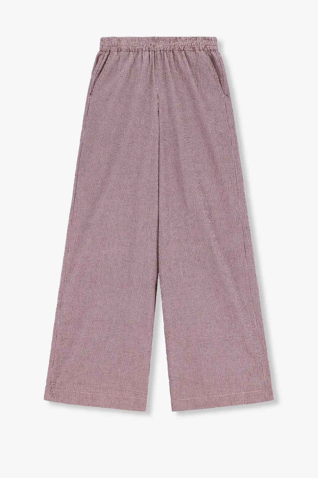 Donkerrode gestreepte high waist wide leg broek