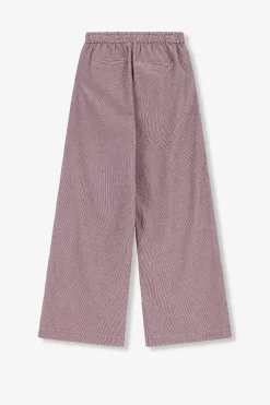 Donkerrode gestreepte high waist wide leg broek