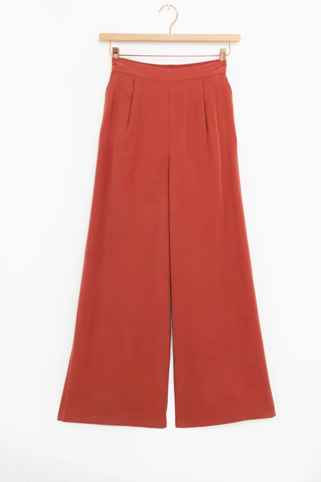 Donkerrode high waist wide leg pantalon