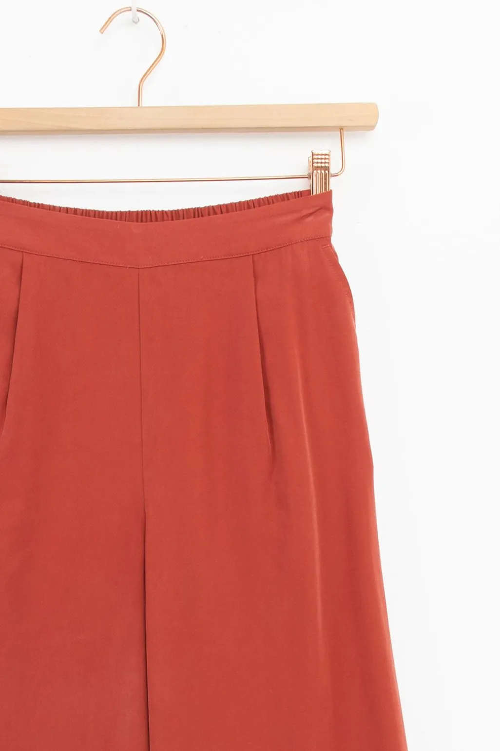 Donkerrode high waist wide leg pantalon