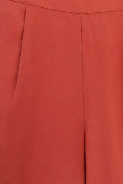 Donkerrode high waist wide leg pantalon
