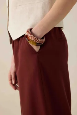 Donkerrode high waist wide leg broek
