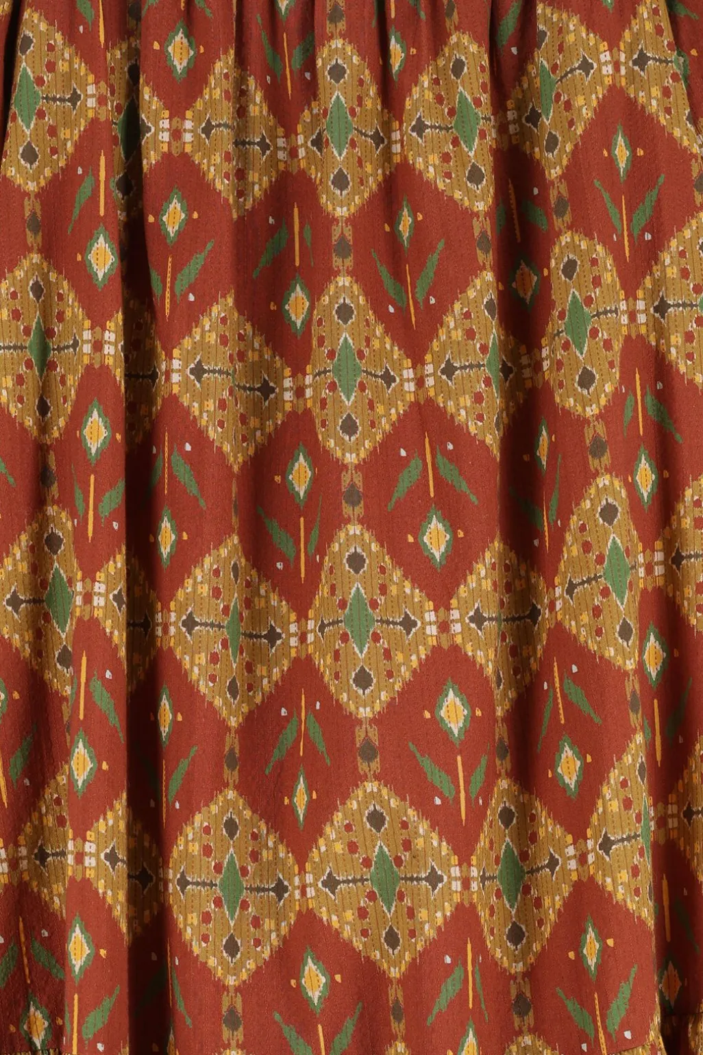 Donkerrode maxi jurk met ikat dessin