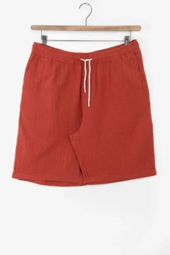 Donkerrode mousseline shorts