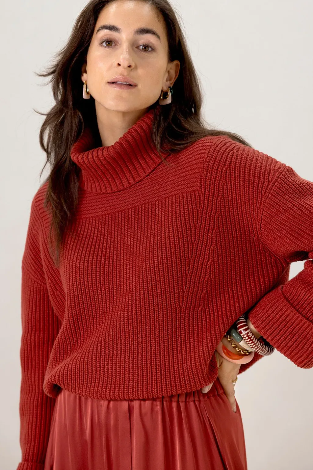Donkerrode trui met turtle neck