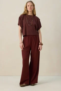 Donkerrood boxy T-shirt