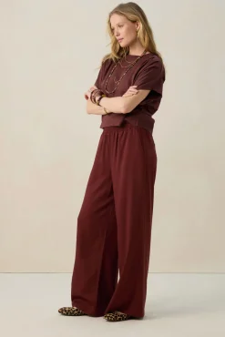 Donkerrood boxy T-shirt