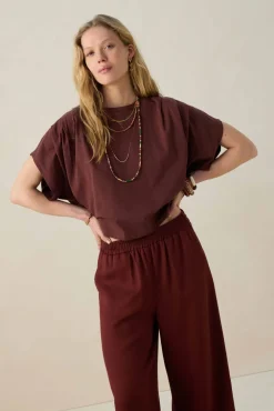 Donkerrood boxy T-shirt
