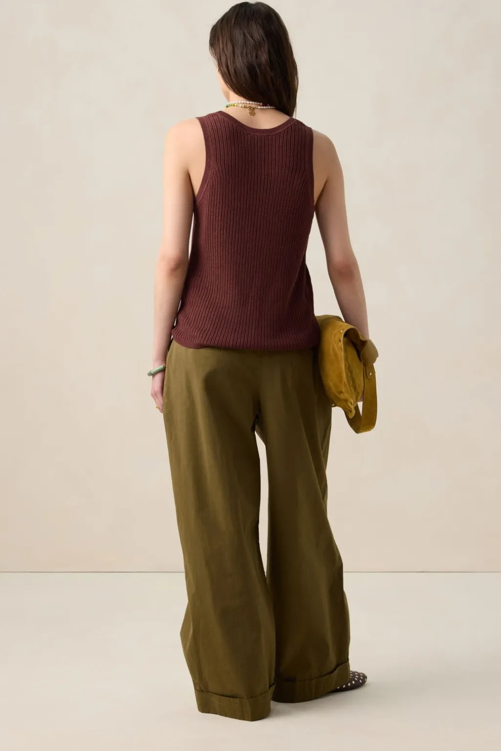 Donkerrood gebreid singlet