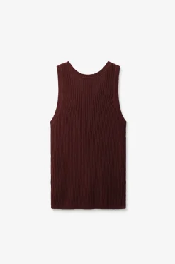 Donkerrood gebreid singlet